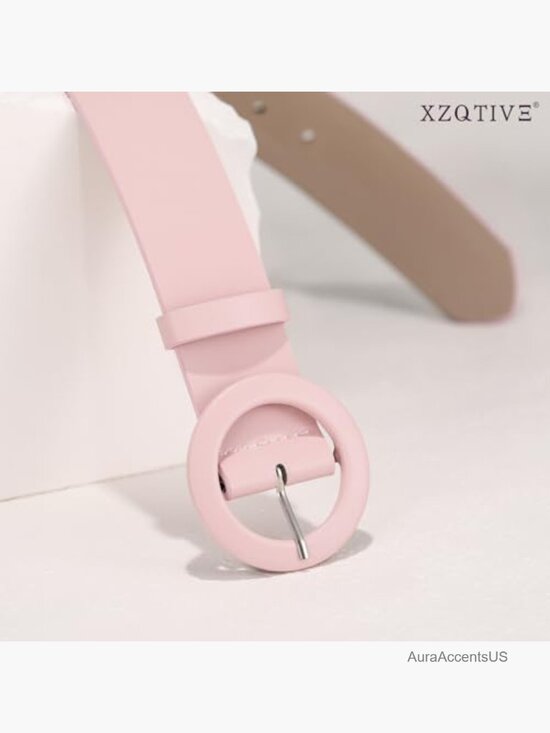 Wide Candy Color Round Buckle PU Leather Belt for Jeans Pants Dresses main image 5